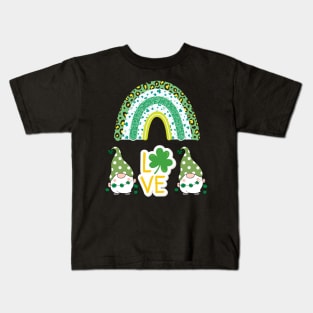 Love St. Patrick's Day Clover Leaf Rainbow Kids T-Shirt